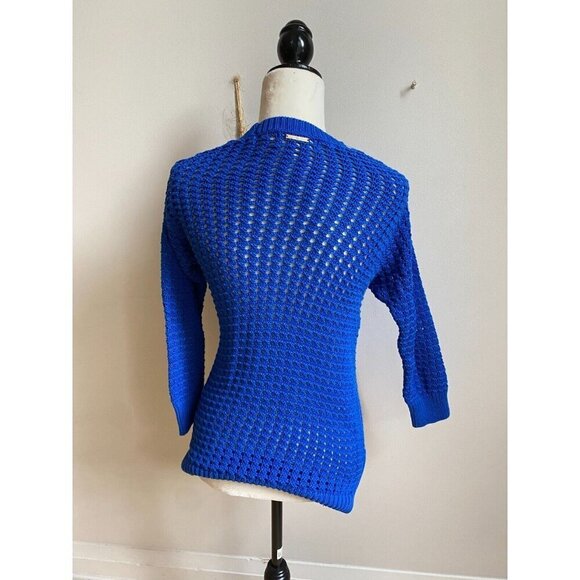 Michael Kors women vneck open knit blue sweater sz small - Picture 3 of 5